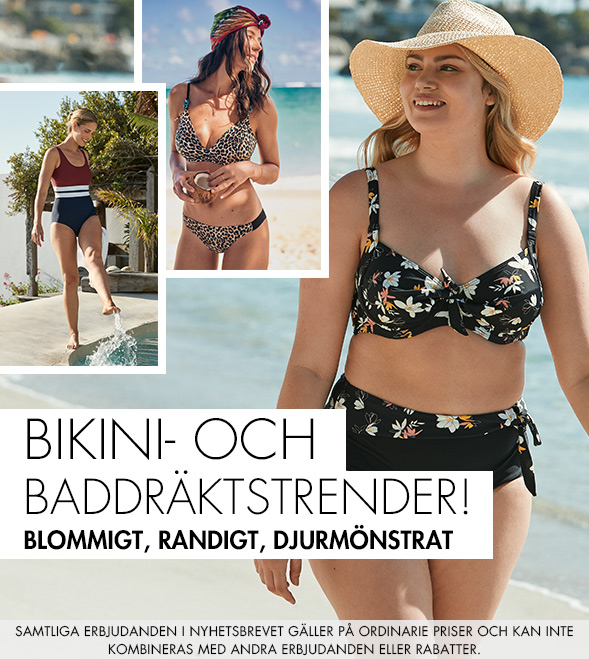 Bikini- och baddräktstrender! Blommigt, randigt, djurmönstrat 