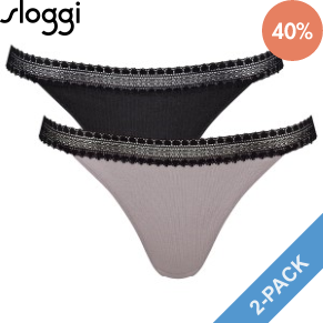 2 Pack Sloggi GO Ribbed Tanga