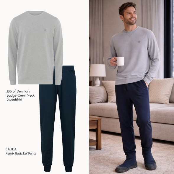 JBS sweater and Calida trousers