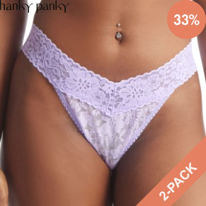2 Stuks Verpakking Hanky Panky Daily Lace Original Rise Thong D1