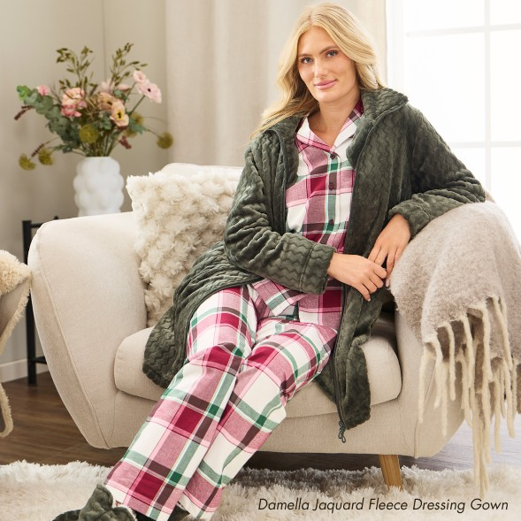 Damella Jaquard Fleece Dressing Gown
