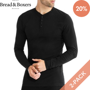 2 Pakkaus Bread and Boxers Organic Cotton Men Henley