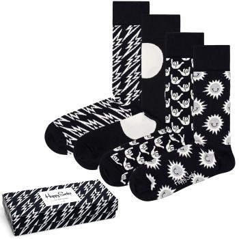4-Pack Happy Socks Black and White Gift Box * Gratis verzending *