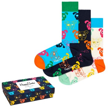 Happy socks 3 stuks Mixed Dog Socks Gift Box * Actie *