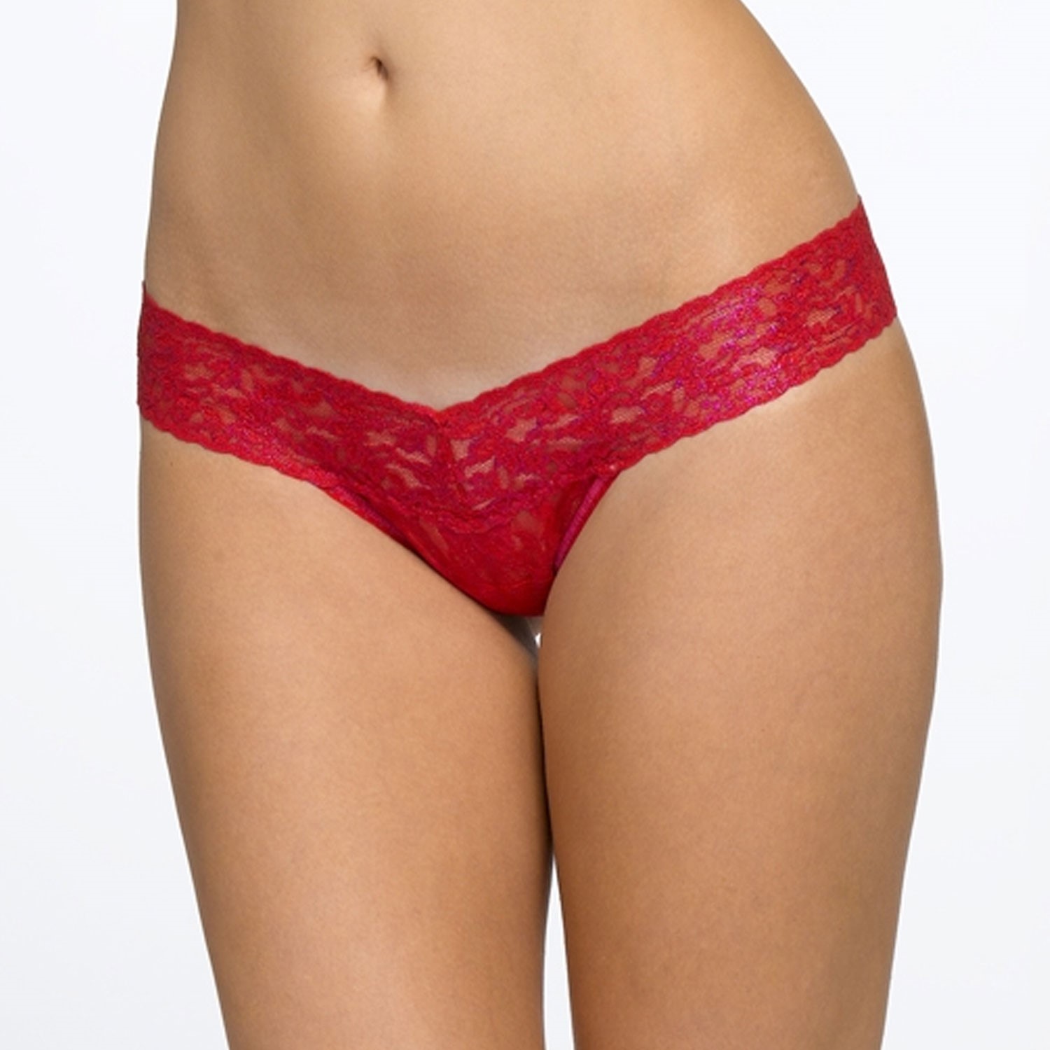 Hanky Panky Thong Low Rise Shimmer Lace Red