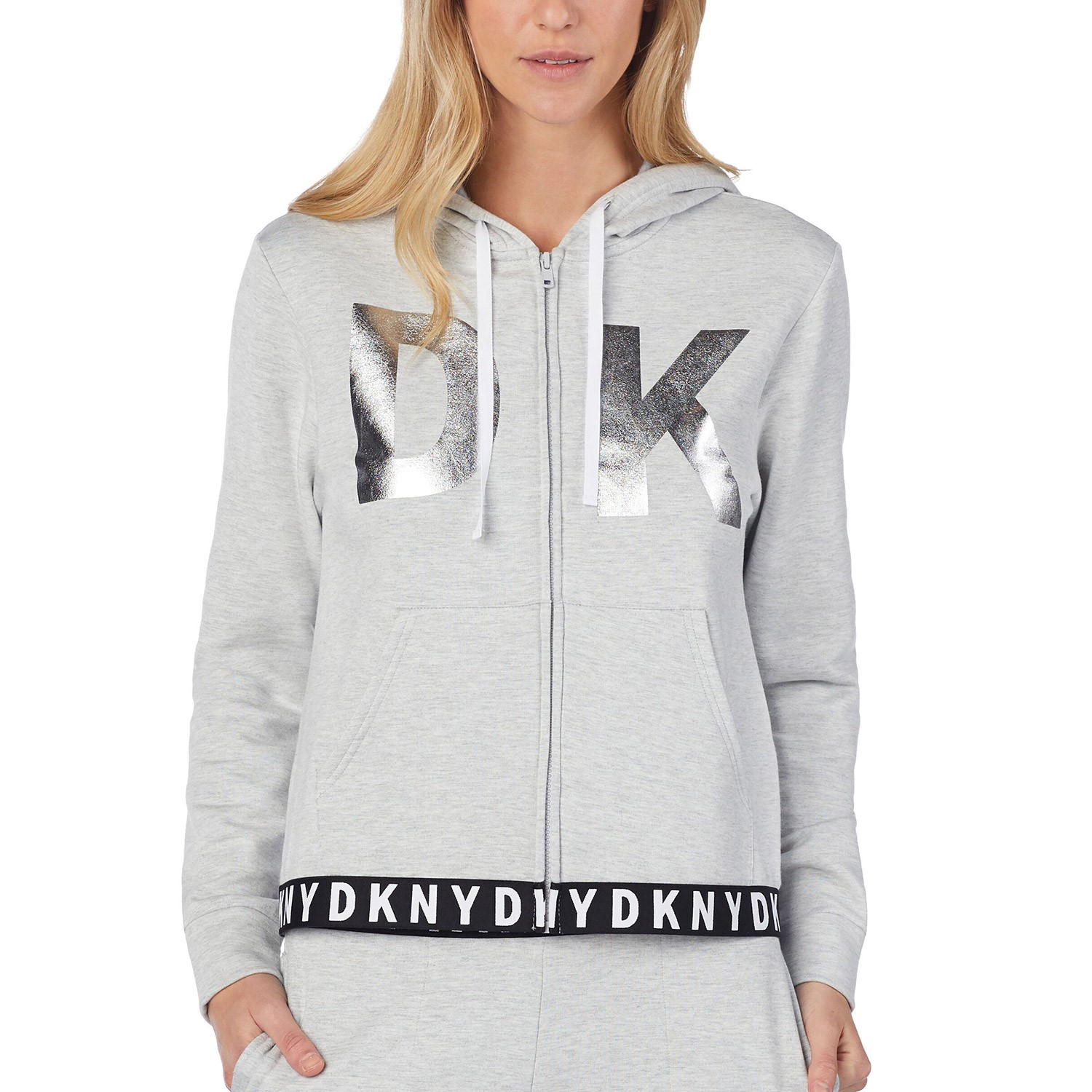 DKNY Logo Lock Up Hoodie Long Sleeve