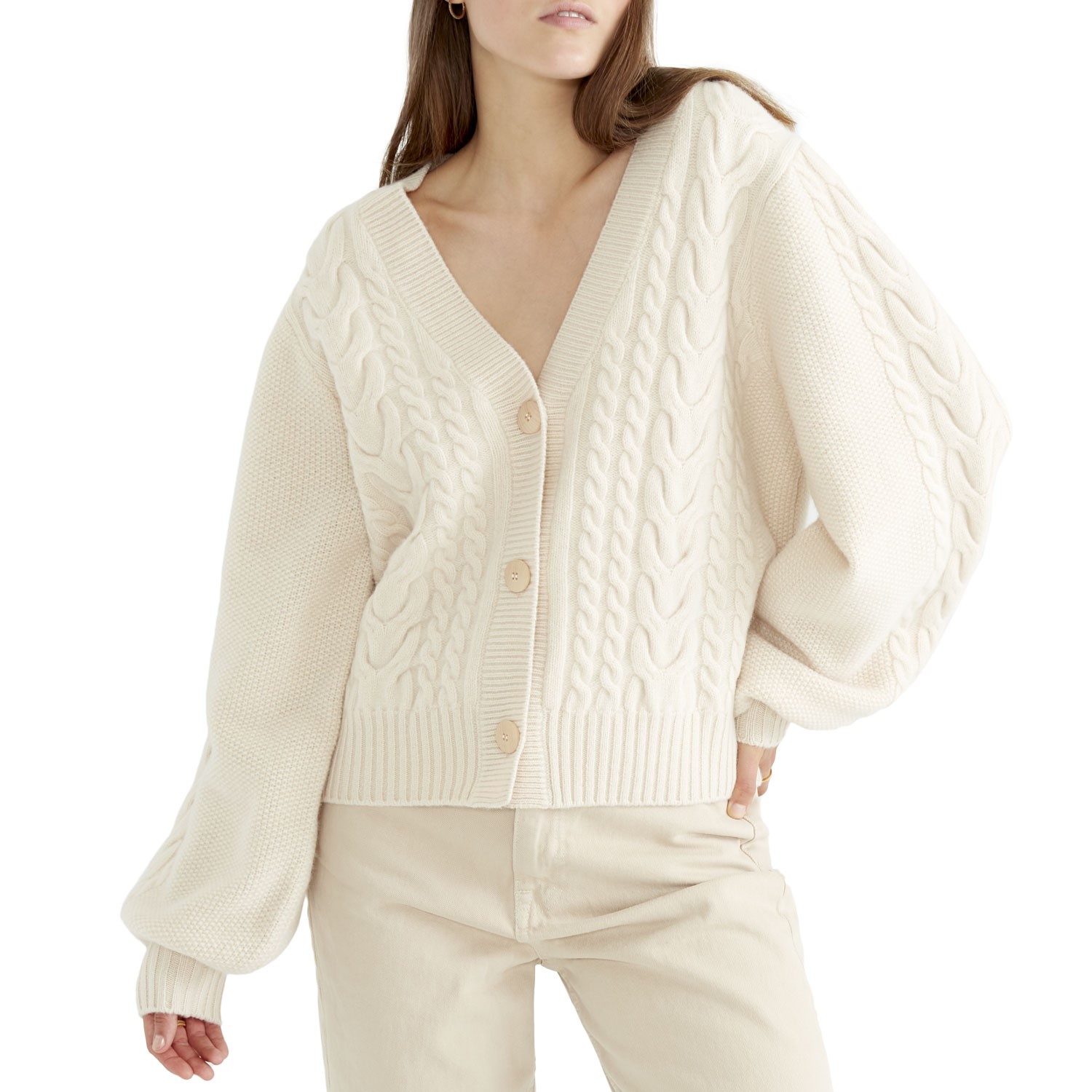 Pierre Robert Capsule Wool Cable Cardigan