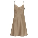 Damella Woven Silk Plain Lace Nightdress 