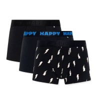 3-Pakning Happy Socks Black And White Boxershorts 3-Pakning Happy Socks Black And White Boxershorts