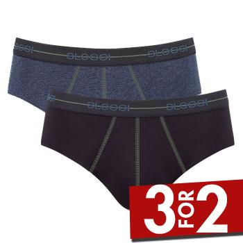 Sloggi 2P For Men Start Midi Sort/Blå bomuld Small Herre