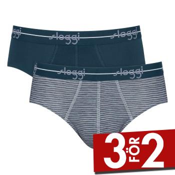 Sloggi Kalsonger 2P For Men Start Midi Gr&aring;randig bomull Small Herr