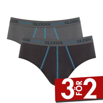 Sloggi Kalsonger 2P For Men Start Midi Gr&aring;/Turkos bomull Small Herr