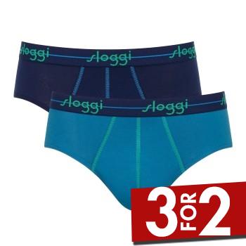 Sloggi 2P For Men Start Midi Blå bomuld Medium Herre
