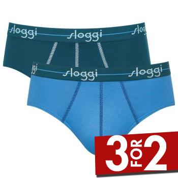 Sloggi 2P For Men Start Midi Blå/Lyseblå bomuld Small Herre