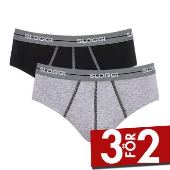 Sloggi Kalsonger 2P For Men Start Midi Gr&aring; bomull Small Herr