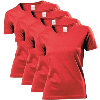 Stedman 4P Classic Women T-shirt Rød bomuld Large Dame