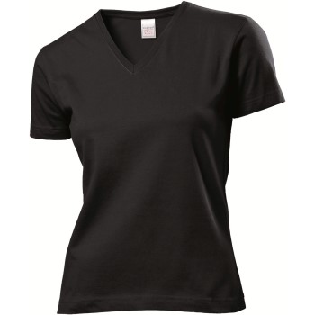 Stedman Classic V-Neck Women T-shirt Sort bomuld X-Large Dame