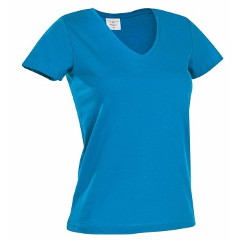 Stedman Classic V-Neck Women T-shirt Blå bomuld Medium Dame