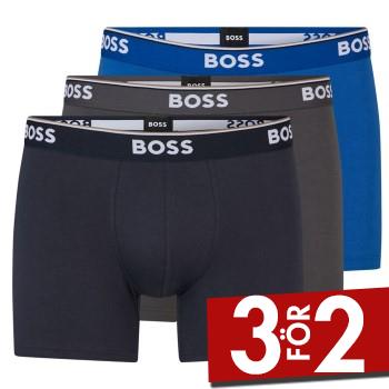 BOSS Kalsonger 3P Cotton Stretch Boxer Brief Long Bl&aring;/Gr&aring; bomull Small Herr