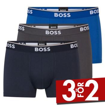 BOSS Kalsonger 3P Cotton Stretch Trunks Gr&aring;/Bl&aring; bomull Small Herr