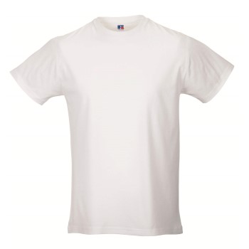 Russell Mens Slim Fit T Vit ringspunnen bomull Large Herr