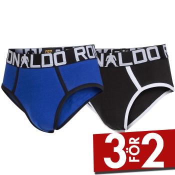 CR7 Cristiano Ronaldo Kalsonger 2P Boys Line Briefs Svart/Bl&aring; bomull 134-140