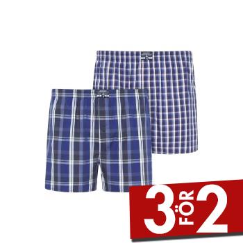 Jockey Kalsonger 2P Woven Boxer Shorts Marin Rutig bomull Small Herr