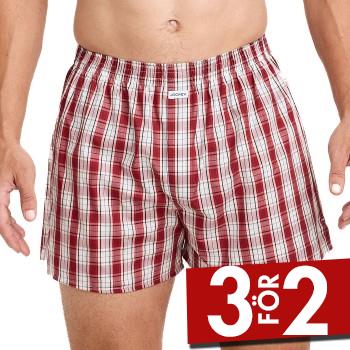 Jockey Kalsonger Woven Poplin Boxer Shorts R&ouml;d M&ouml;nster bomull Medium Herr