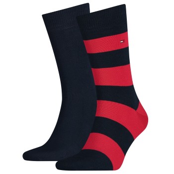 Bilde av Tommy Hilfiger Strømper 2p Men Rugby Sock Blå/rød Str 39/42 Herre