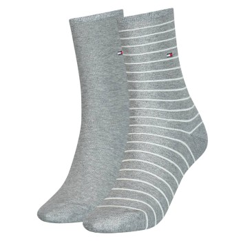 Bilde av Tommy Hilfiger Strømper 2p Classic Small Stripe Socks Gråstripet Str 35/38 Dame