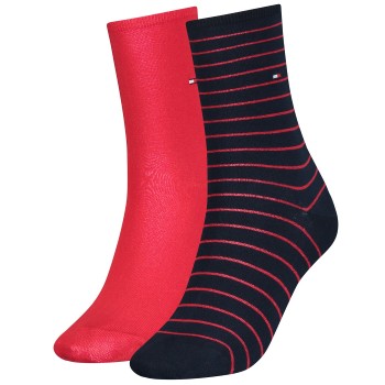 Bilde av Tommy Hilfiger Strømper 2p Classic Small Stripe Socks Marine/rød Str 35/38 Dame