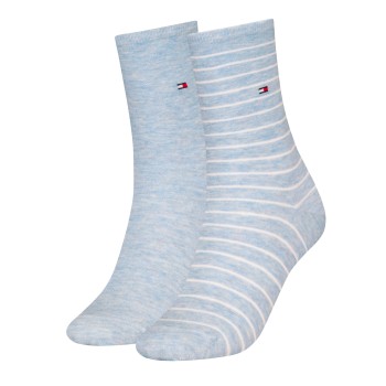 Tommy Hilfiger Strømper 2P Classic Small Stripe Socks Lysblå Str 35/38 Dame