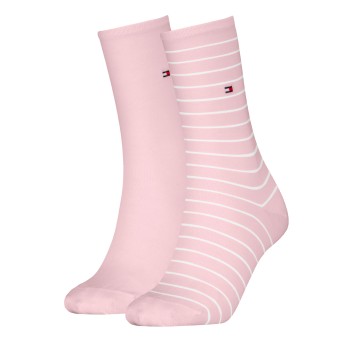 Tommy Hilfiger Strømper 2P Classic Small Stripe Socks Lysrosa Str 35/38 Dame