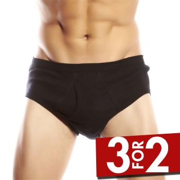 JBS Basic Fly Brief Svart bomull 3XL Herre