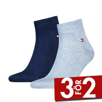 Tommy Hilfiger Strumpor 2P Men Quarter Sock Bl&aring;/Ljusbl&aring; Strl 39/42 Herr