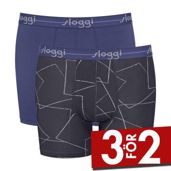 Sloggi Kalsonger 2P Men Start Short C2P Svart/Bl&aring; bomull Small Herr