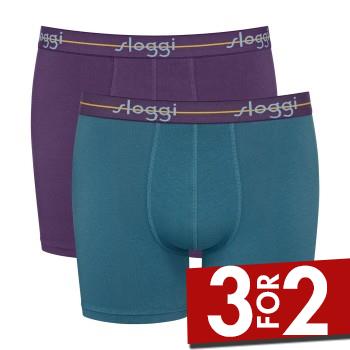 Sloggi 2P Men Start Short C2P Lilla/Turkise bomuld Small Herre