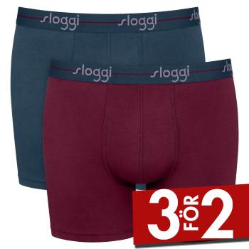 Sloggi Kalsonger 2P Men Start Short C2P M&ouml;rkr&ouml;d bomull Small Herr