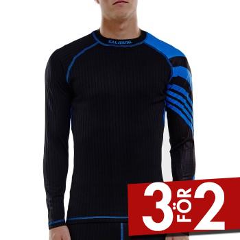 Salming Baselayer LS Tee Men Svart/Bl&aring; polyester Small Herr