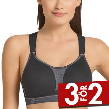 Anita BH Active Racerback Sports Bra Svart/Gr&aring; A 70 Dam