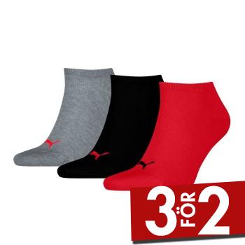 Puma Strumpor 3P Sneaker Socks R&ouml;d/Gr&aring; Strl 43/46