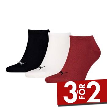 Puma Strumpor 3P Sneaker Socks Svart/Vinr&ouml;d Strl 47/49