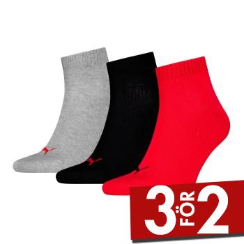 Puma Strumpor 3P Quarter Socks R&ouml;d/Gr&aring; Strl 47/49