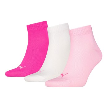 Puma Strømper 3P Quarter Socks Rosa/Hvit Str 35/38