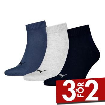 Puma Strumpor 3P Quarter Socks Marin/Gr&aring; Strl 39/42