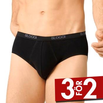 Sloggi Kalsonger 2P For Men Basic Midis Svart bomull Small Herr