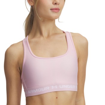 Under Armour BH Mid Crossback Sport Bra Rosa/Vit polyester Small Dam