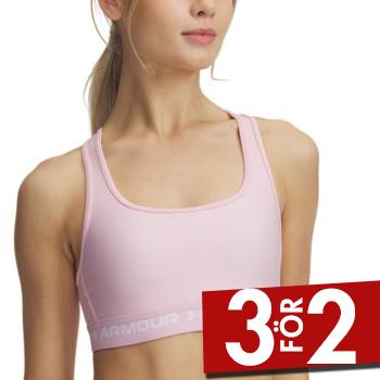 Under Armour BH Mid Crossback Sport Bra Rosa/Vit polyester Small Dam