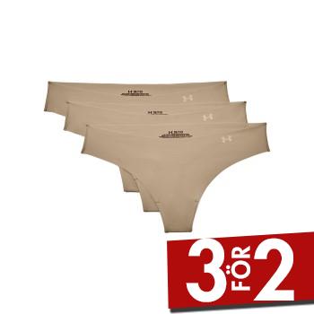 Under Armour Trosor 3P Pure Stretch Thong Beige Small Dam