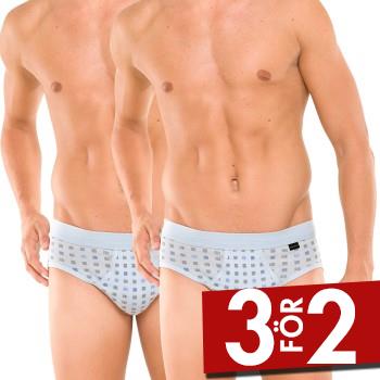 Schiesser Kalsonger 2P Essentials Sport Briefs With Fly Ljusbl&aring; bomull Medium Herr